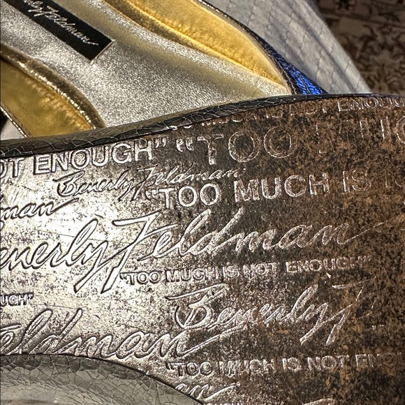 Beverly Feldman Silver and Gold Flats with Floral Accent - Picture 9 of 10